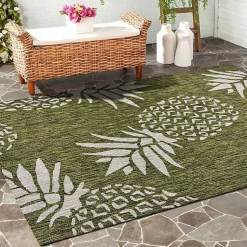 Kirklands Home Outdoor Rugs|Pineapple Indoor/Outdoor Area Rug, 5x7 Green