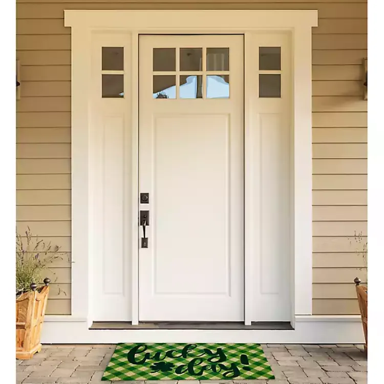 New Green Plaid Lucky Day Doormat St Patricks Day Decorations