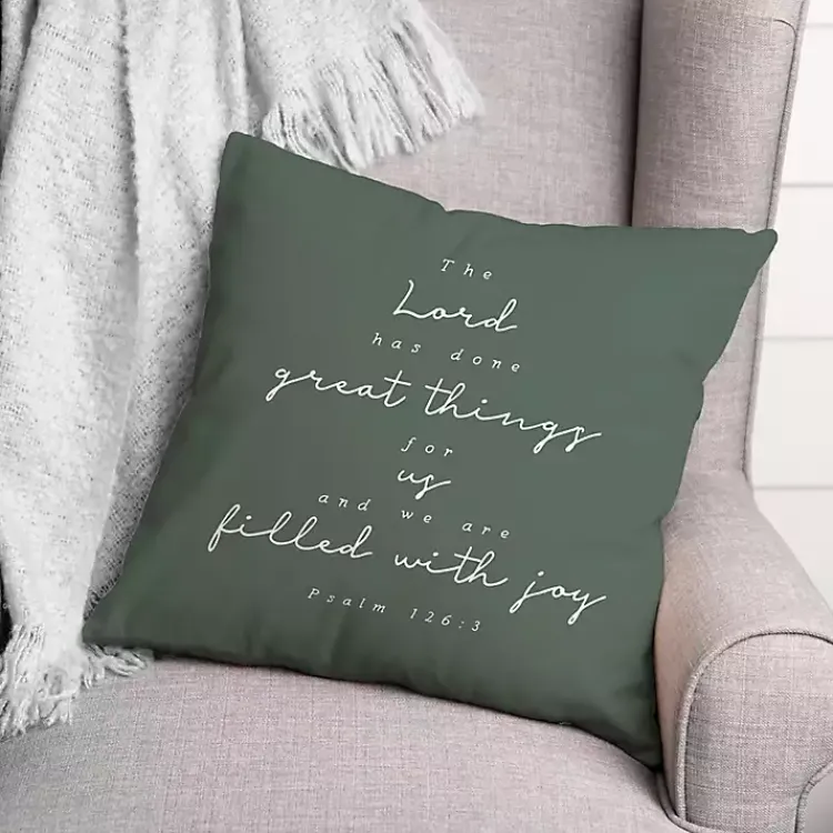 Kirklands Home Outdoor Cushions & Pillows|Psalm 126:3 Indoor/Outdoor Pillow Green