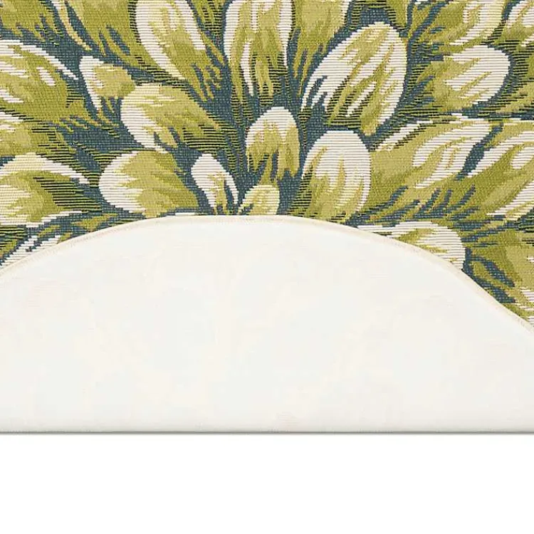 Kirklands Home Outdoor Rugs|Round Floral Bloom Indoor/Outdoor Rug, 3x3 Green