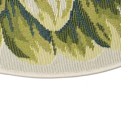 Kirklands Home Outdoor Rugs|Round Floral Bloom Indoor/Outdoor Rug, 3x3 Green