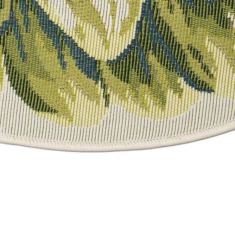 Kirklands Home Outdoor Rugs|Round Floral Bloom Indoor/Outdoor Rug, 3x3 Green