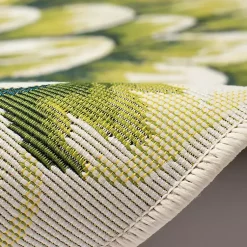 Kirklands Home Outdoor Rugs|Round Floral Bloom Indoor/Outdoor Rug, 3x3 Green