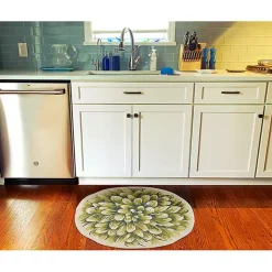 Kirklands Home Outdoor Rugs|Round Floral Bloom Indoor/Outdoor Rug, 3x3 Green