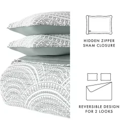 Kirklands Home Quilts|Green Scalloped Reversible 3-pc. Queen Quilt Set