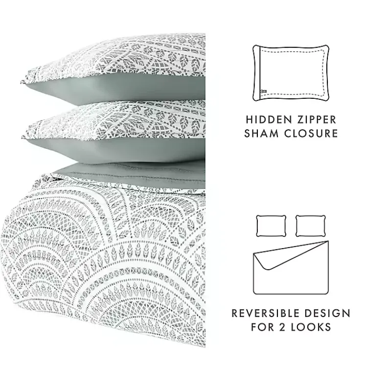 Kirklands Home Quilts|Green Scalloped Reversible 3-pc. Queen Quilt Set