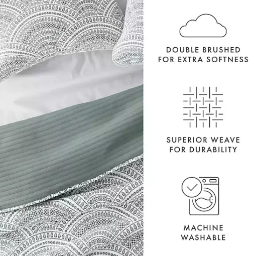 Kirklands Home Quilts|Green Scalloped Reversible 3-pc. King Quilt Set