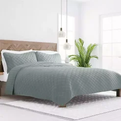 Kirklands Home Quilts|Stitched Diamond 3-pc. Queen Quilt Set Green