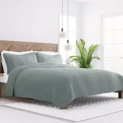 Kirklands Home Quilts|Stitched Floral 2-pc. Twin Quilt Set Green