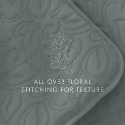Kirklands Home Quilts|Stitched Floral 2-pc. Twin Quilt Set Green