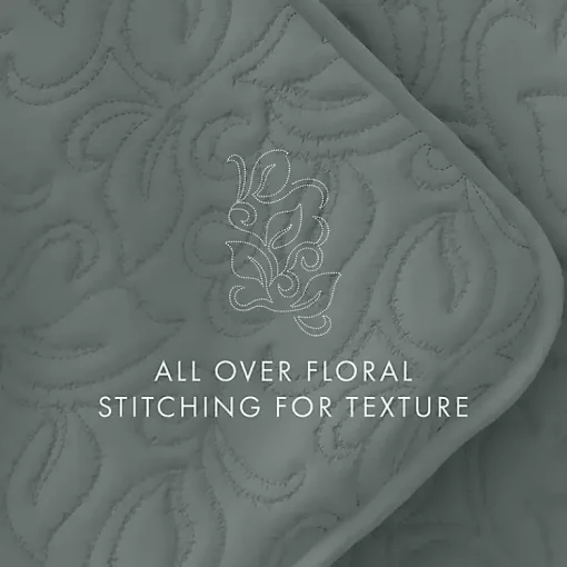 Kirklands Home Quilts|Stitched Floral 2-pc. Twin Quilt Set Green