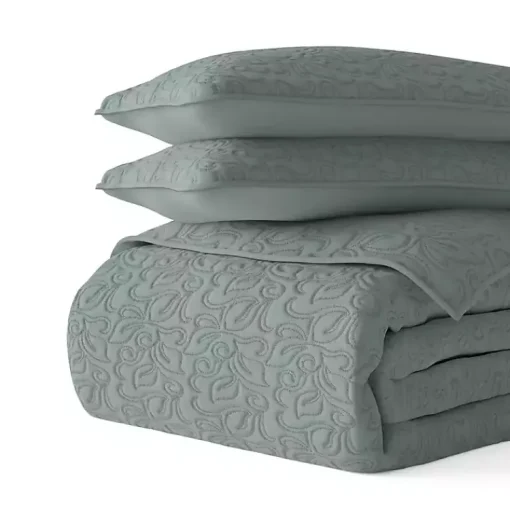 Kirklands Home Quilts|Stitched Floral 3-pc. King Quilt Set Green