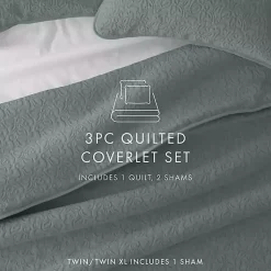 Kirklands Home Quilts|Stitched Floral 3-pc. King Quilt Set Green