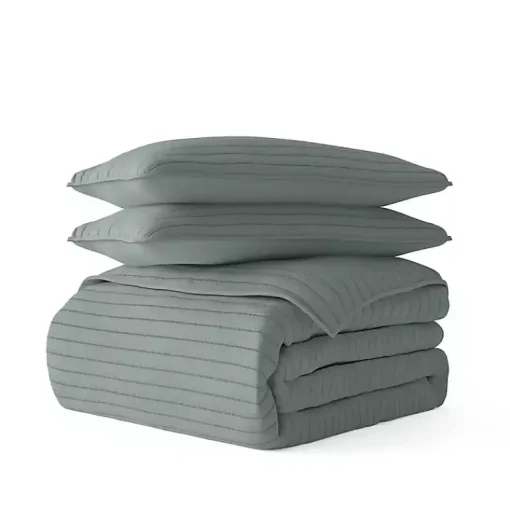 Kirklands Home Quilts|Stitched Stripes 3-pc. Queen Quilt Set Green