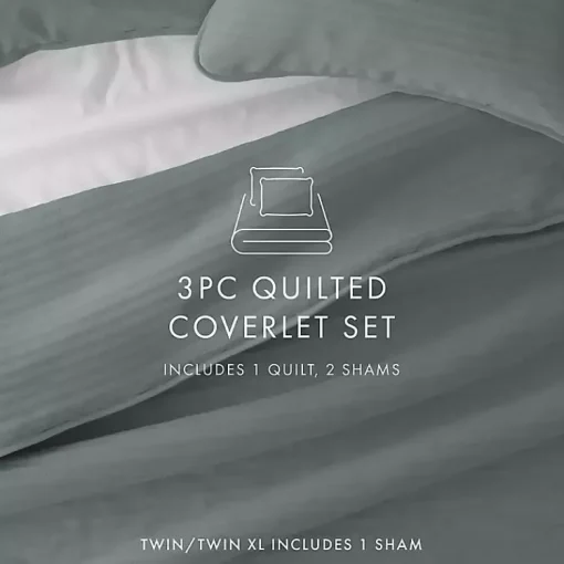 Kirklands Home Quilts|Stitched Stripes 3-pc. Queen Quilt Set Green