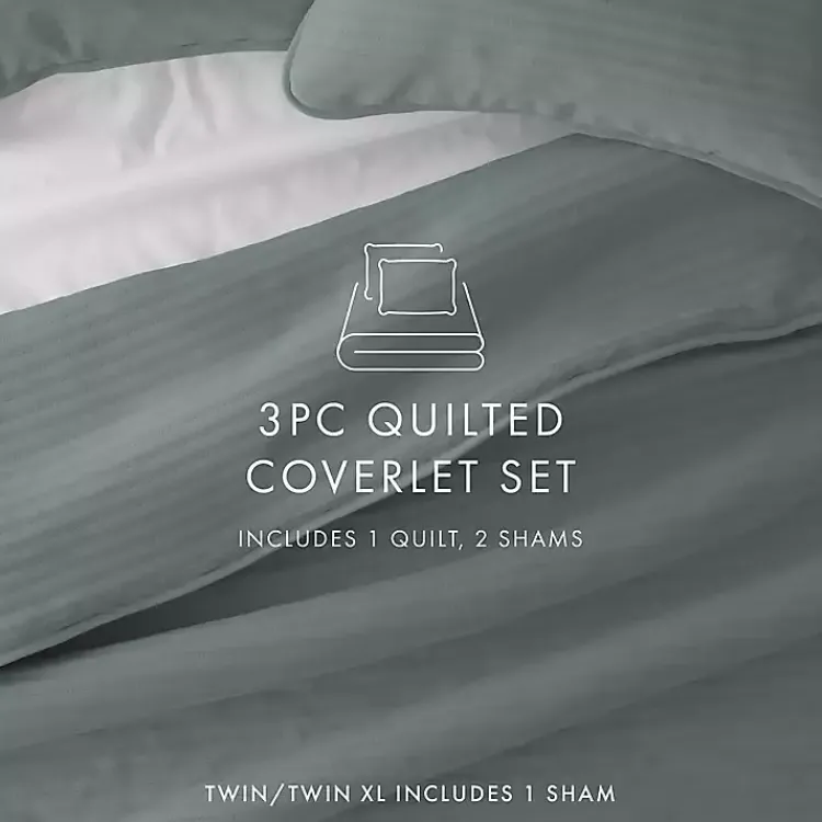 Kirklands Home Quilts|Stitched Stripes 3-pc. Queen Quilt Set Green