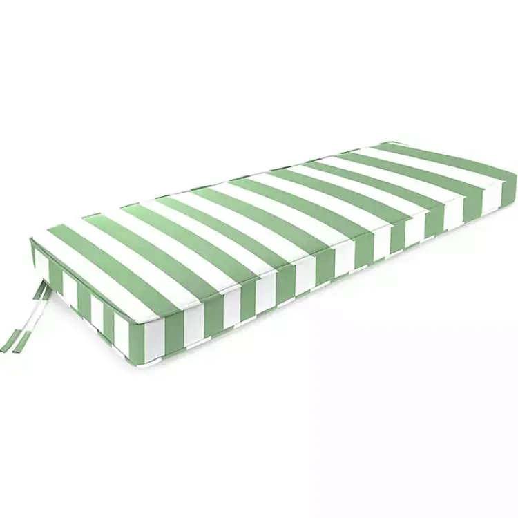 Kirklands Home Outdoor Cushions & Pillows|Green Striped Outdoor Settee Cushion
