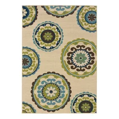 Kirklands Home Outdoor Rugs|Green Suzani Capetown Area Rug, 5x7