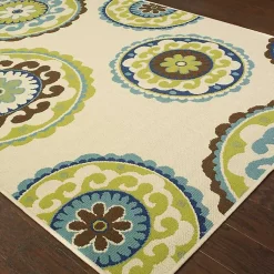 Kirklands Home Outdoor Rugs|Green Suzani Capetown Area Rug, 5x7