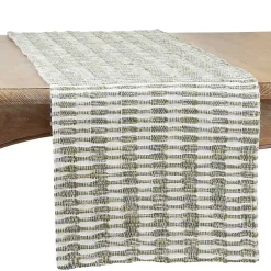 Kirklands Home Table Linens|Green Tea Woven Stripe Table Runner, 90 in.