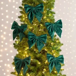 Hot Velvet Bow 6-pc. Ornament Set, 8 in. Christmas Ornaments