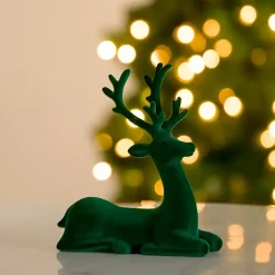 Clearance Velvet Sitting Deer Figurine Christmas Decorations