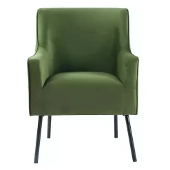 Kirklands Home Accent Chairs|Velvet Upholstered Black Legs Accent Chair Green