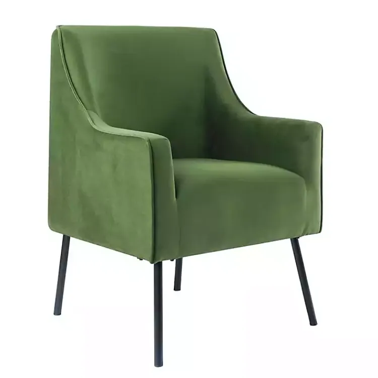 Kirklands Home Accent Chairs|Velvet Upholstered Black Legs Accent Chair Green