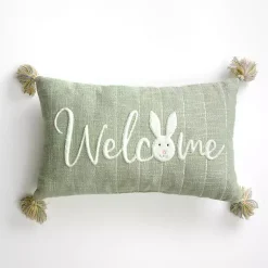 Sale Green Welcome Bunny Lumbar Pillow Easter Decorations