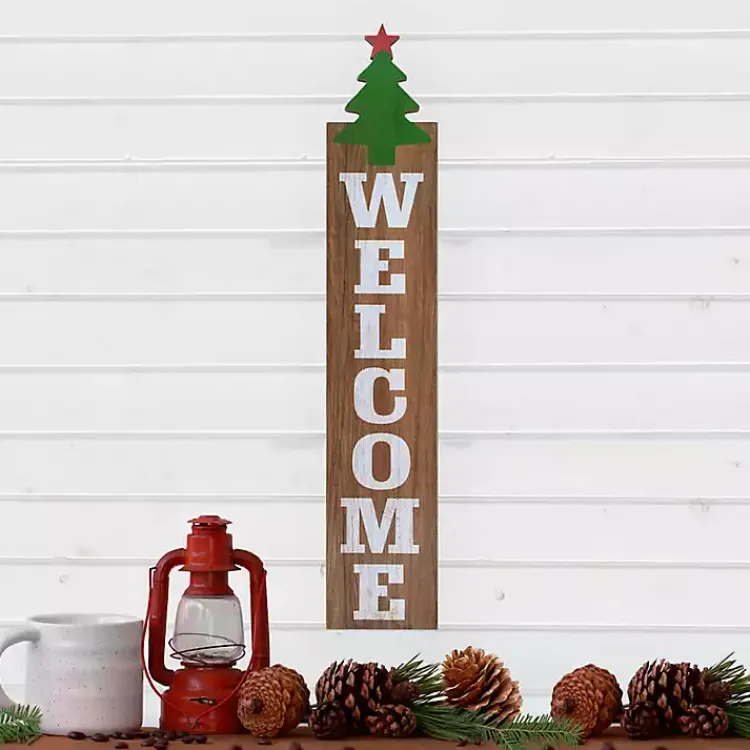 Online Green Welcome Christmas Tree Wall Decoration Outdoor Christmas Decorations