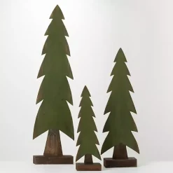 New Wood Christmas Tree Statues, Set of 3 Christmas Decorations