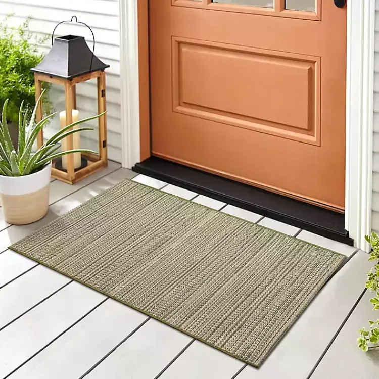 Kirklands Home Outdoor Rugs|Woven Lines Indoor/Outdoor Accent Rug, 2x2 Green