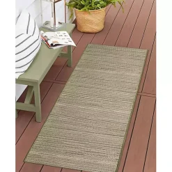 Kirklands Home Outdoor Rugs|Woven Lines Indoor/Outdoor Runner, 1x4 Green