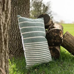 Hot Green Woven Stripe Indoor/Outdoor Pillow Pillows