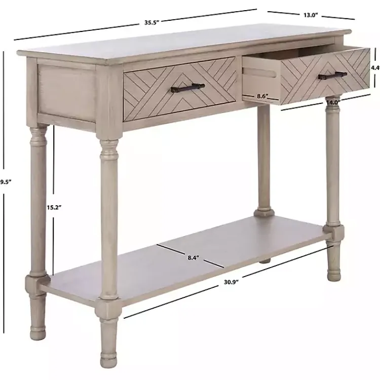 Kirklands Home Console Tables|Greige Chevron 2-Drawer Console Table Gray