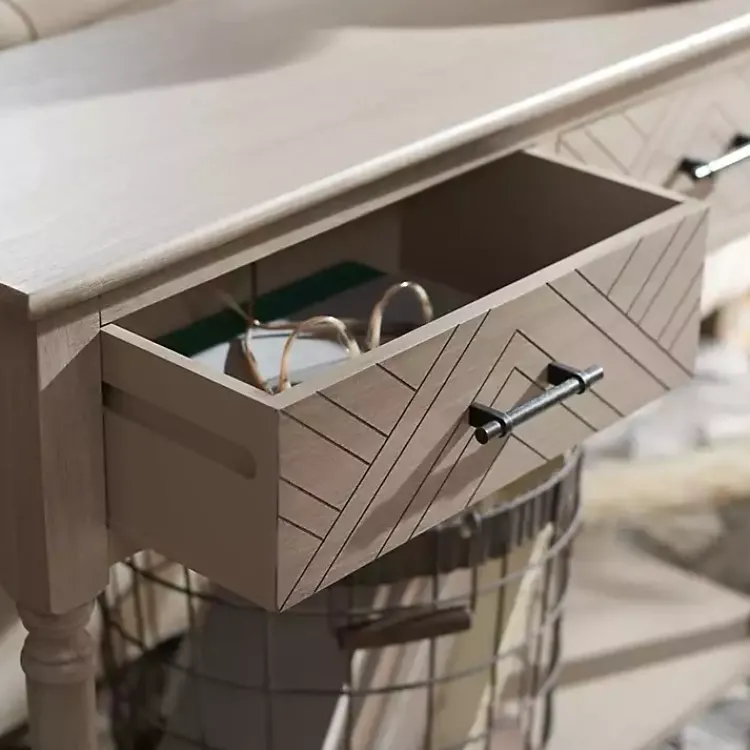 Kirklands Home Console Tables|Greige Chevron 2-Drawer Console Table Gray