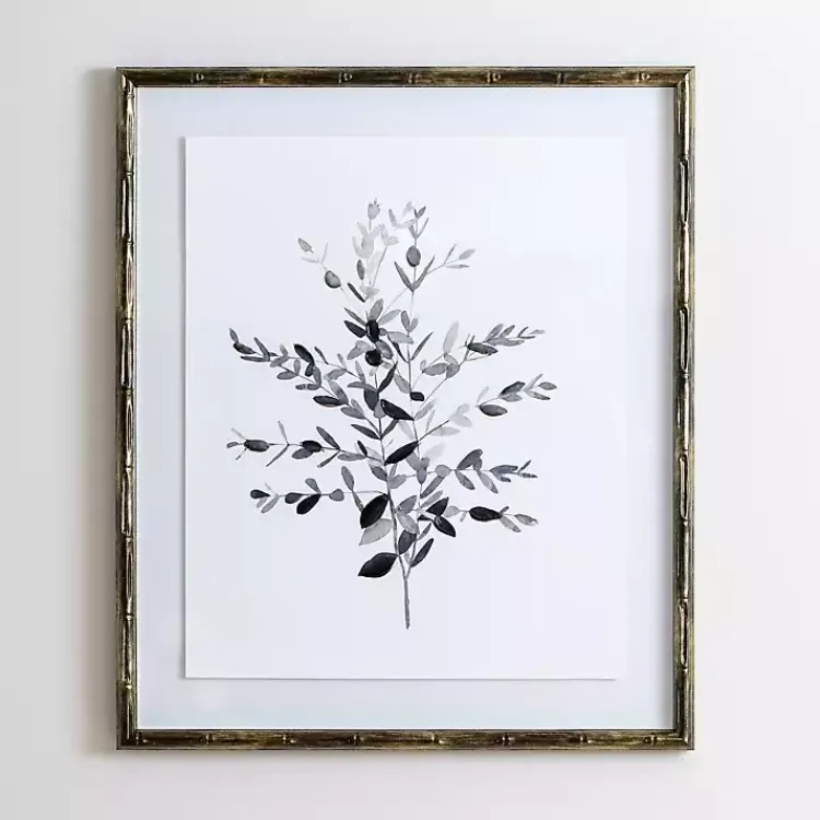 Kirklands Home Framed Art|Greige Leaves II Bamboo Frame Art Print