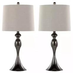 Kirklands Home Table Lamps|Gunmetal Ashland Table Lamps, Set of 2 Silver