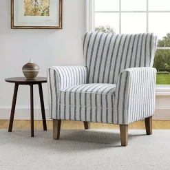 Kirklands Home Accent Chairs|Gustaf Navy Striped Armchair