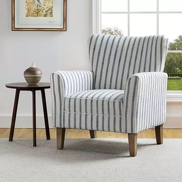 Kirklands Home Accent Chairs|Gustaf Navy Striped Armchair