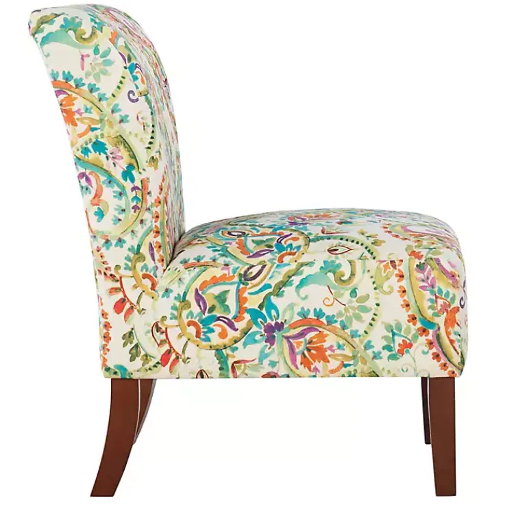 Kirklands Home Accent Chairs|Hailey Bright Paisley Curved Back Slipper Chair Multi