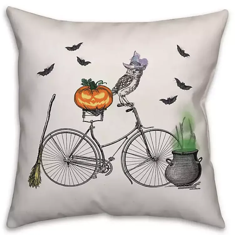 Online Halloween Bike Throw Pillow Halloween