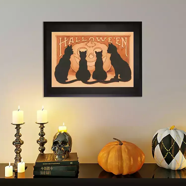 Online Halloween Black Cats Framed Wall Art Halloween