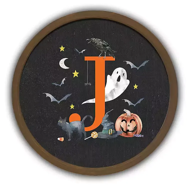 Clearance Halloween Monogram J Brown Framed Wall Plaque Halloween