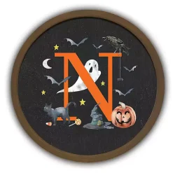 Clearance Halloween Monogram N Brown Framed Wall Plaque Halloween