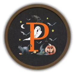 Hot Halloween Monogram P Brown Framed Wall Plaque Halloween
