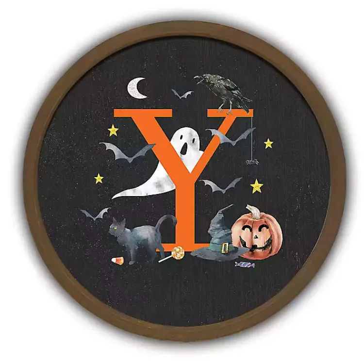 Best Halloween Monogram Y Brown Framed Wall Plaque Halloween