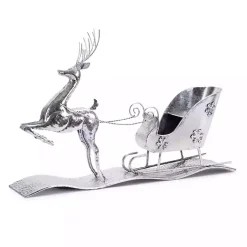 Sale Hammered Metal Reindeer with Sleigh Decoration Christmas Decorations