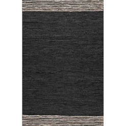 Kirklands Home Area Rugs|Hand Braided Leather Kelli Jute Area Rug, 7x9 Black