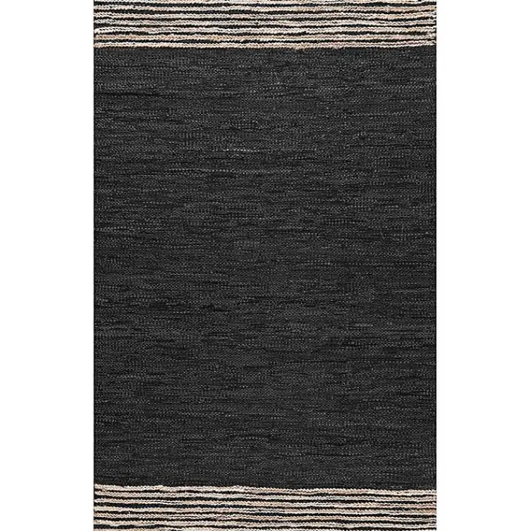 Kirklands Home Area Rugs|Hand Braided Leather Kelli Jute Area Rug, 7x9 Black